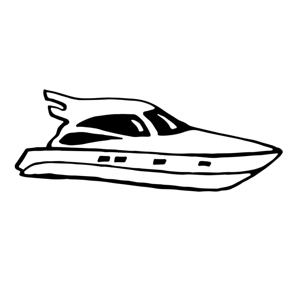 Yacht. Vector, black line, isolated vector