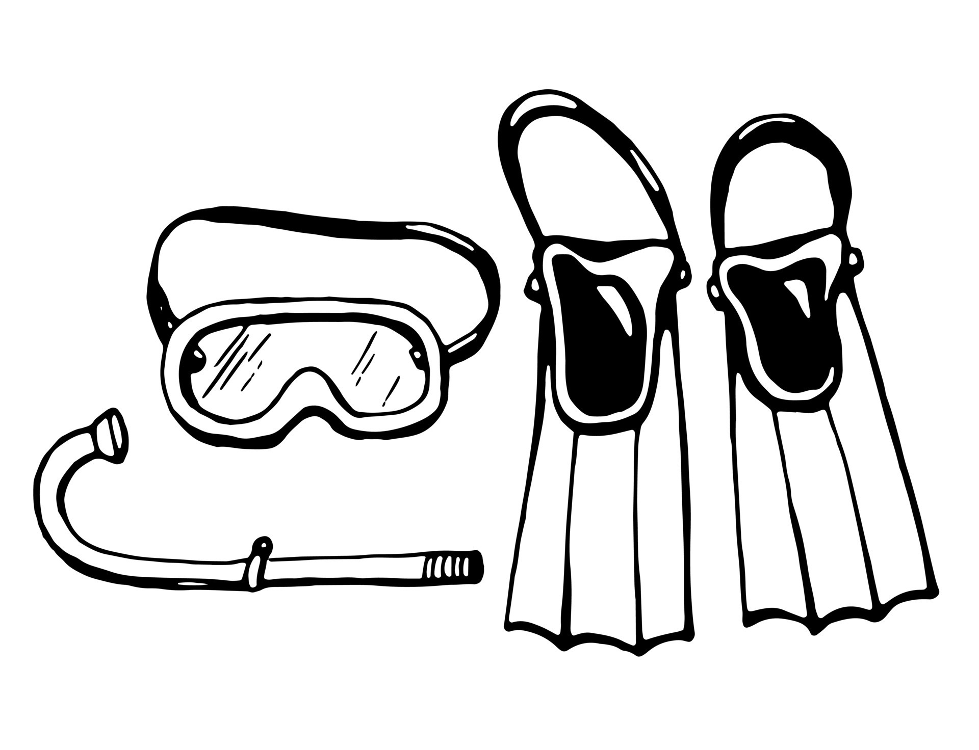 Diving set. Mask, snorkel, fins. Vector 23132955 Vector Art at Vecteezy