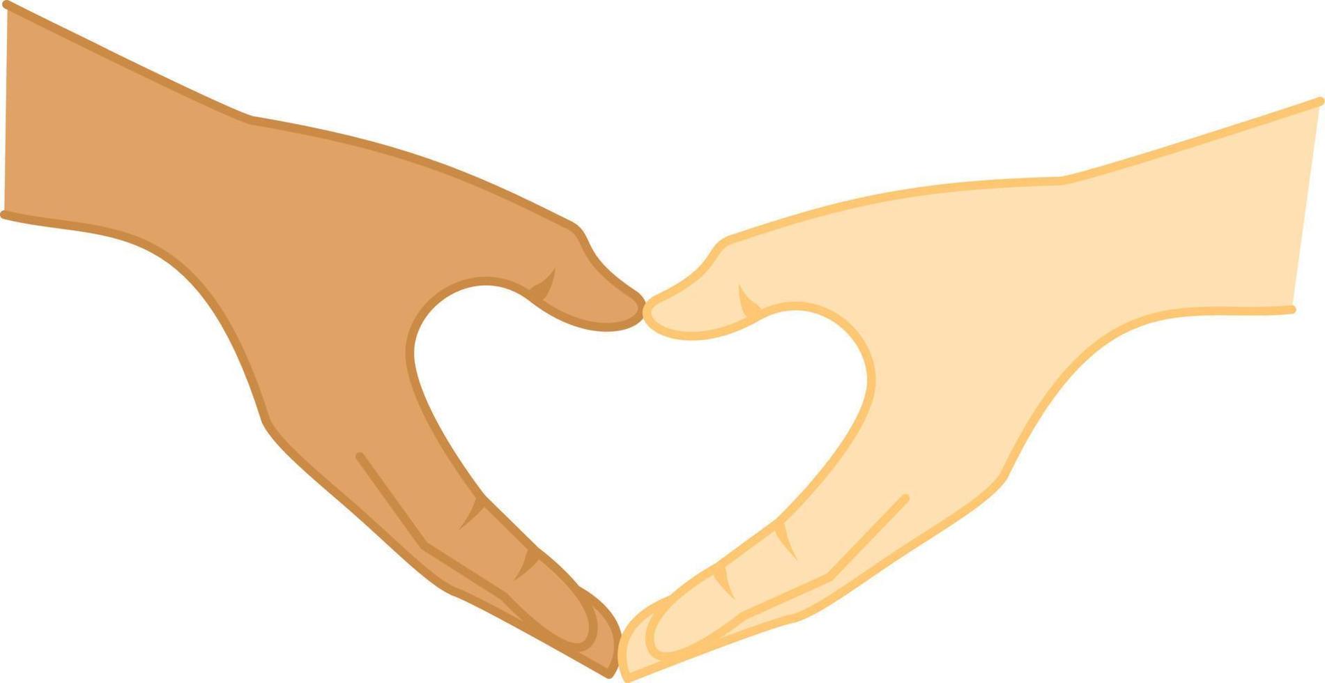 Hands making a heart symbol vector illustration.