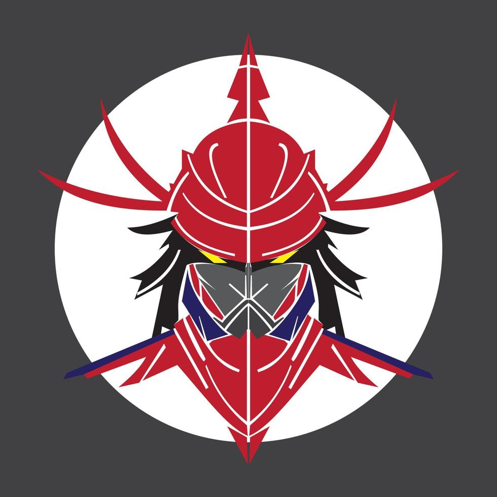 Samurai Symetrical Logo Design Modern Illustration vector