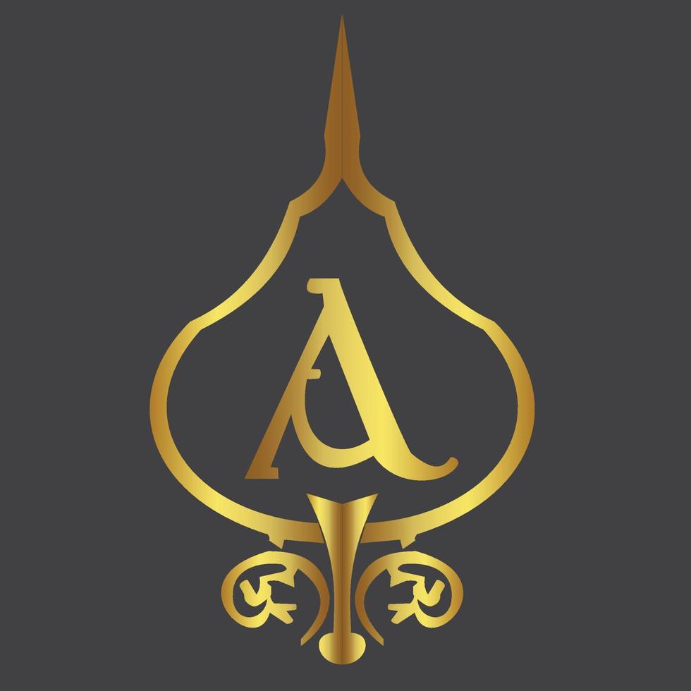 Golden A letter Alchemist Logo Design vector