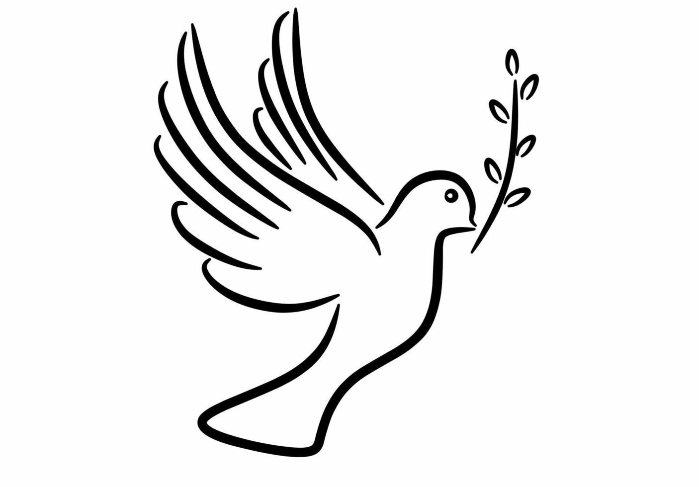 flying dove with olive branch peace Symbol isolated on white background vector