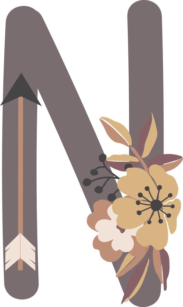 flower letter, flower arrangements, cute graphic elements to create your own design. vector