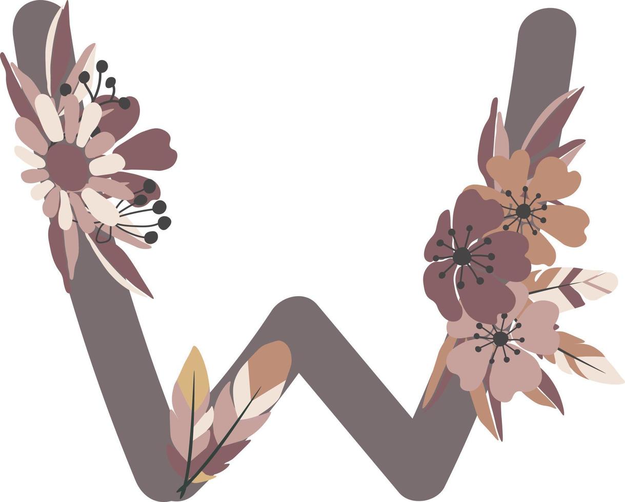 flower letter, flower arrangements, cute graphic elements to create your own design. vector