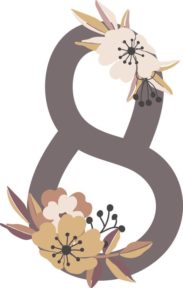 flower number, flower arrangements, cute graphic elements to create your own design. vector
