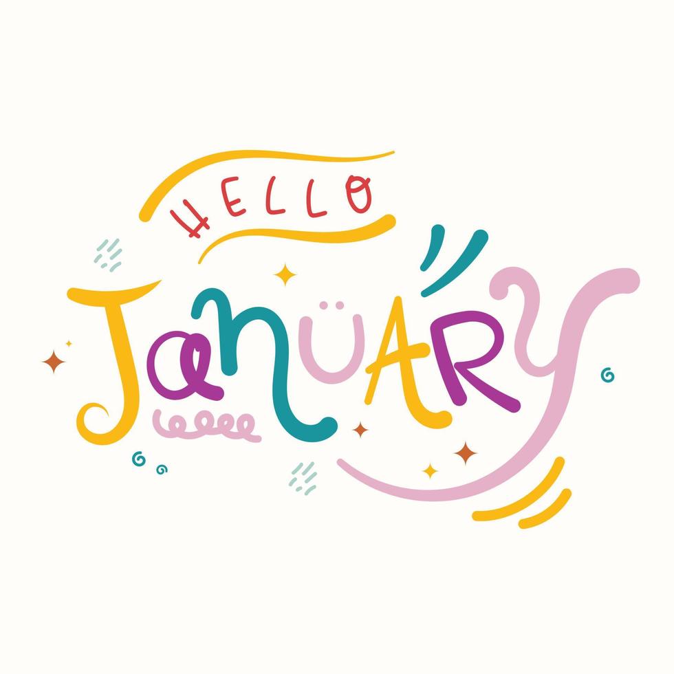 colorful fun monthly calendar month lettering typography vector