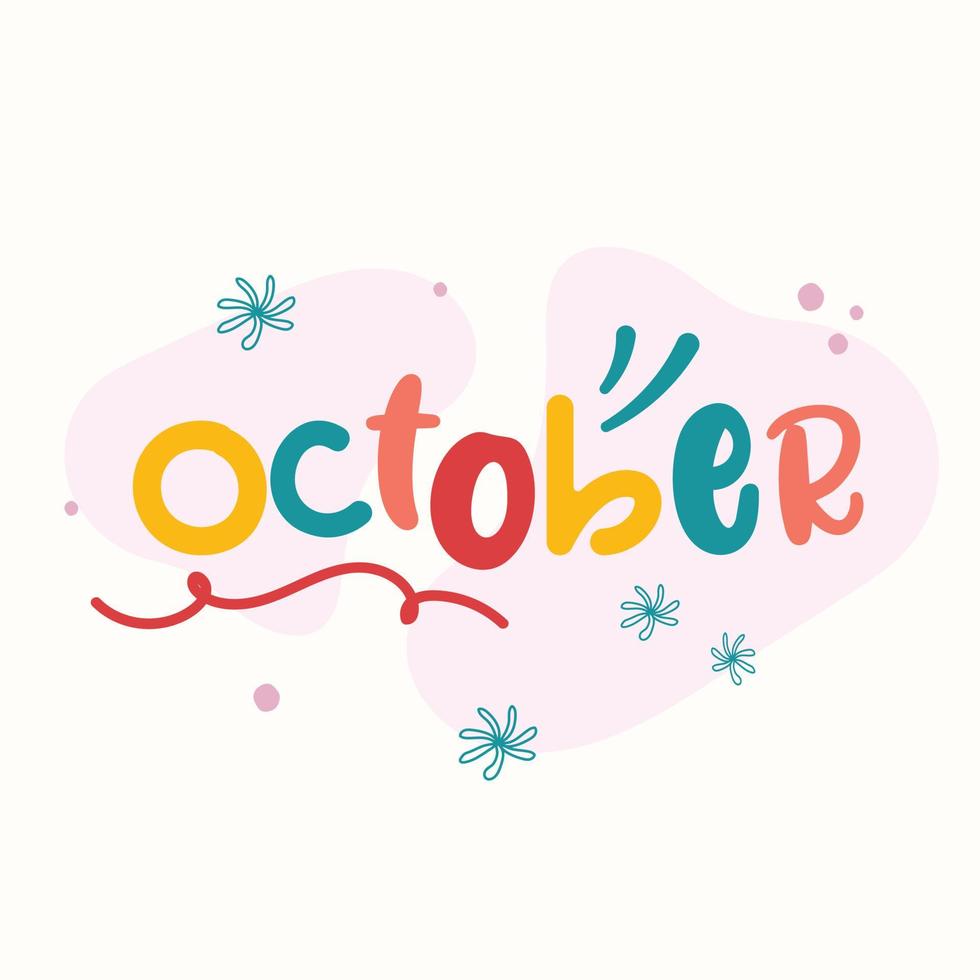 colorful fun monthly calendar month lettering typography vector
