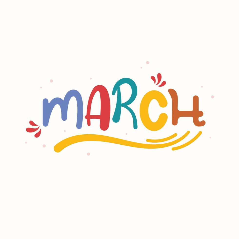 colorful fun monthly calendar month lettering typography vector