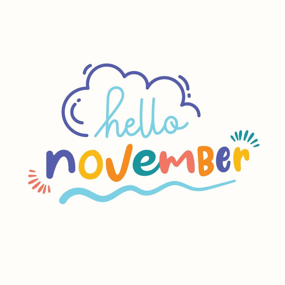 colorful fun monthly calendar month lettering typography vector