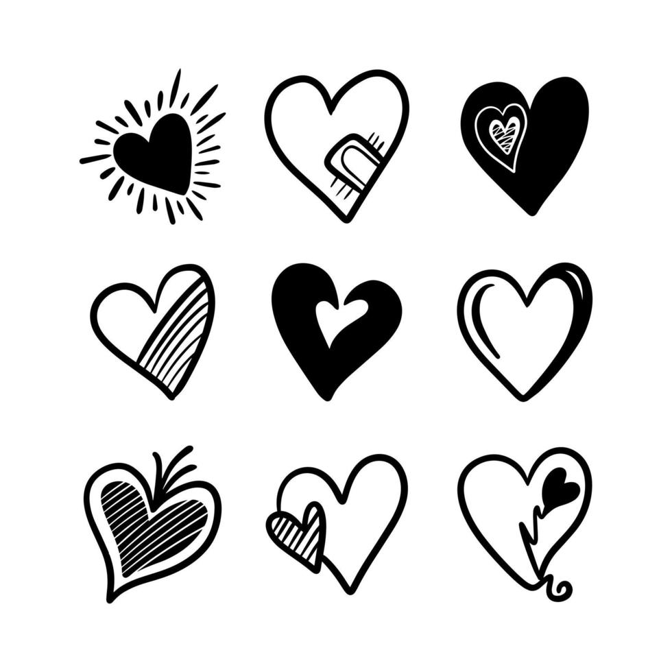 Heart doodle, Love, Vector Illustration.