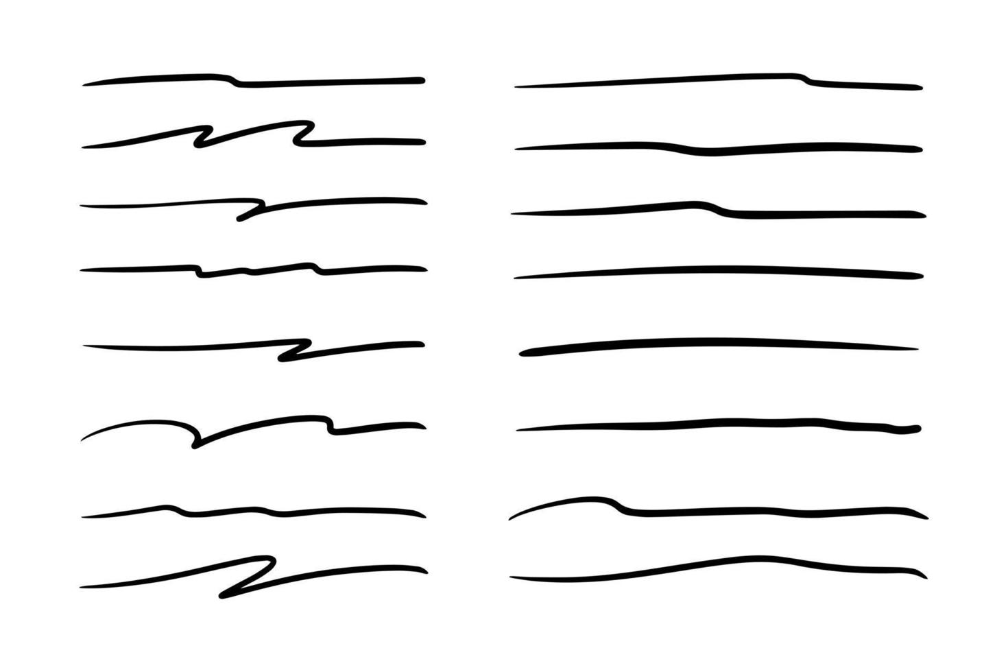 Vector set of hand drawn underline.