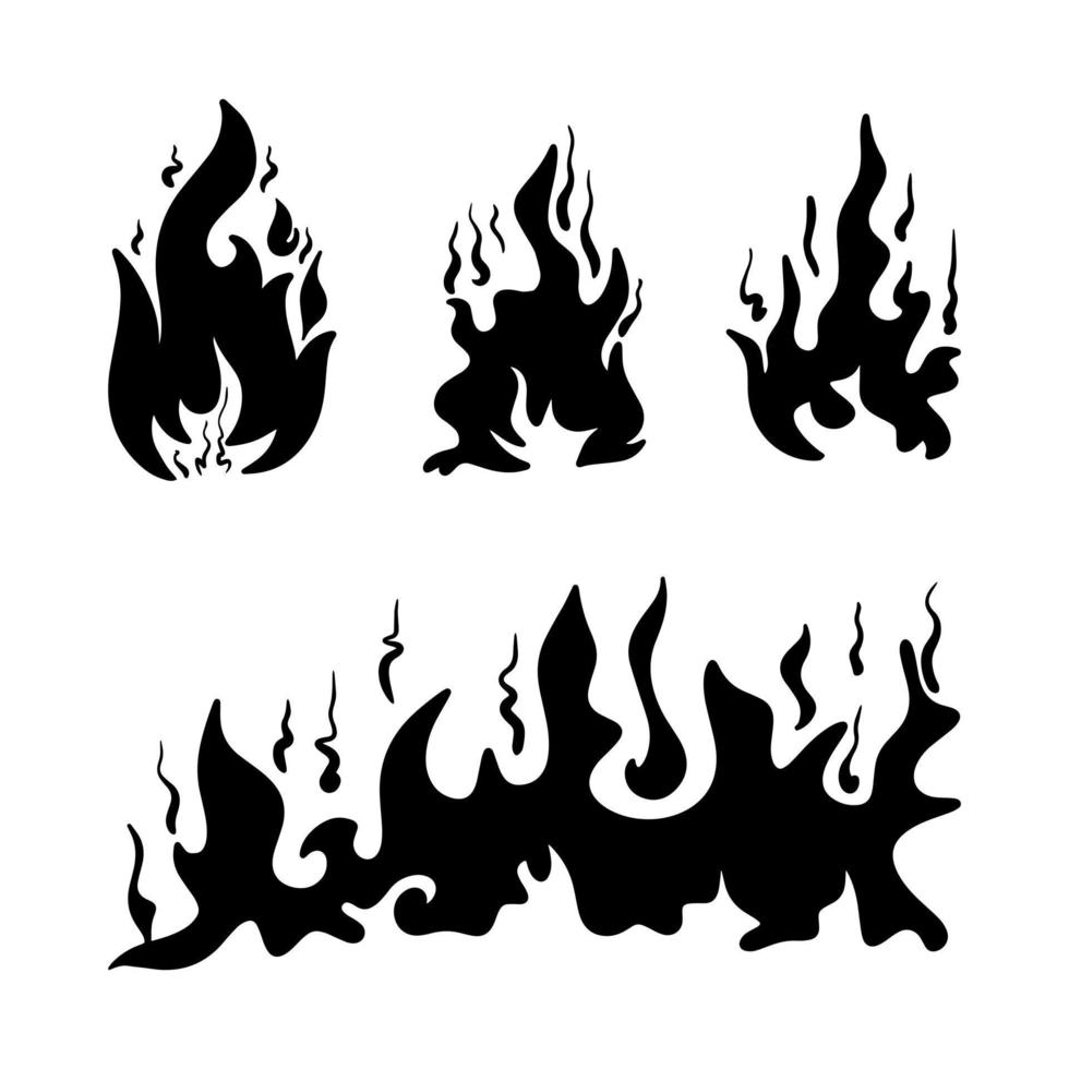 Fire vector, flame icon. Black icon isolated on white background. vector