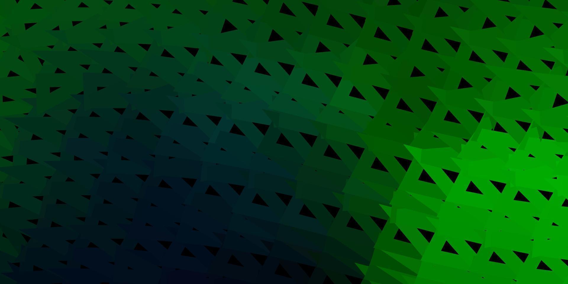 Dark green vector triangle mosaic background.