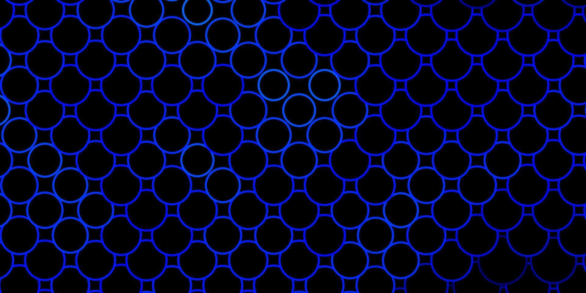 Dark BLUE vector background with circles.