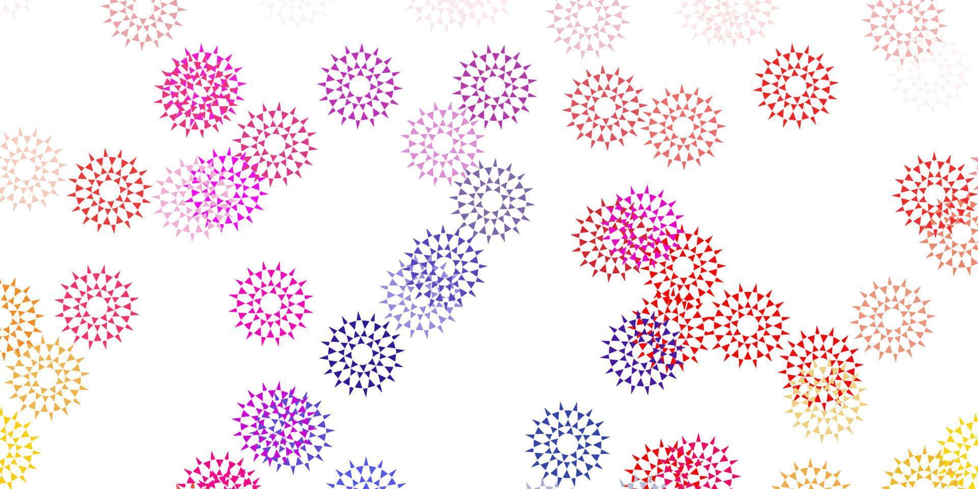 Fondo de doodle de vector multicolor claro con flores.