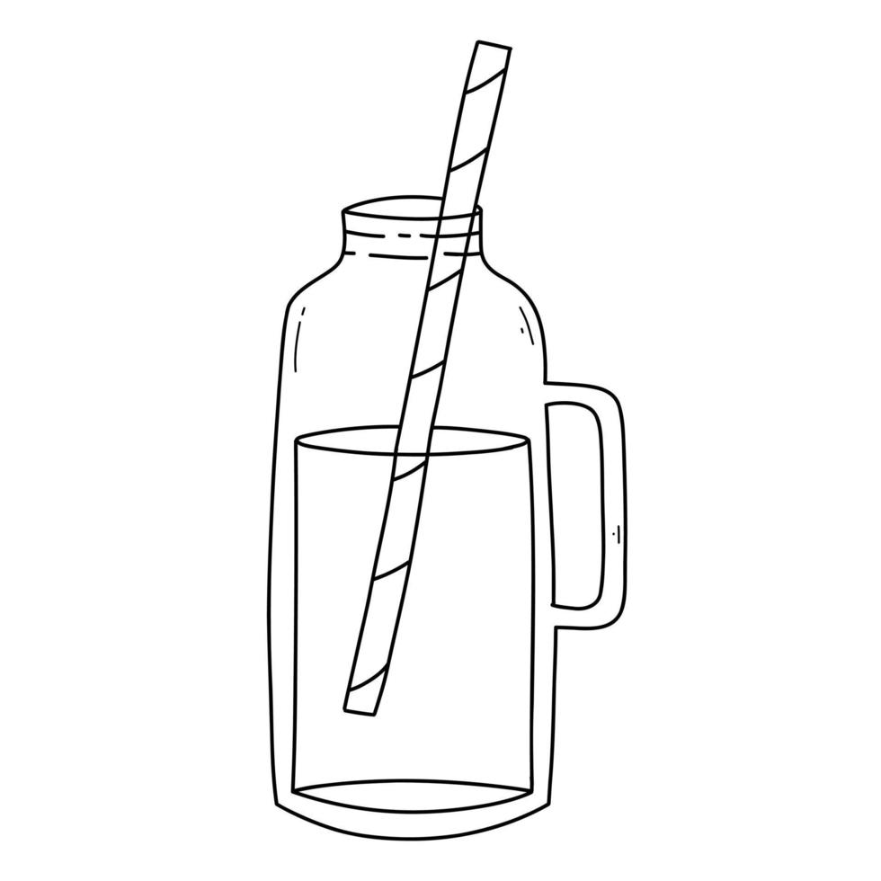 Smoothies in a Bottle. Doodle style. Vector illustration. Hand drawn bottle with smoothie, lemonade, cocktail. Detox smoothie.