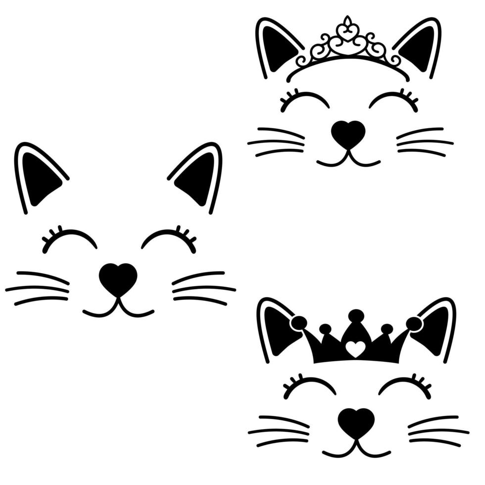 Cat face vector icon set. baby cat illustration sign collection. children pet symbol or logo.