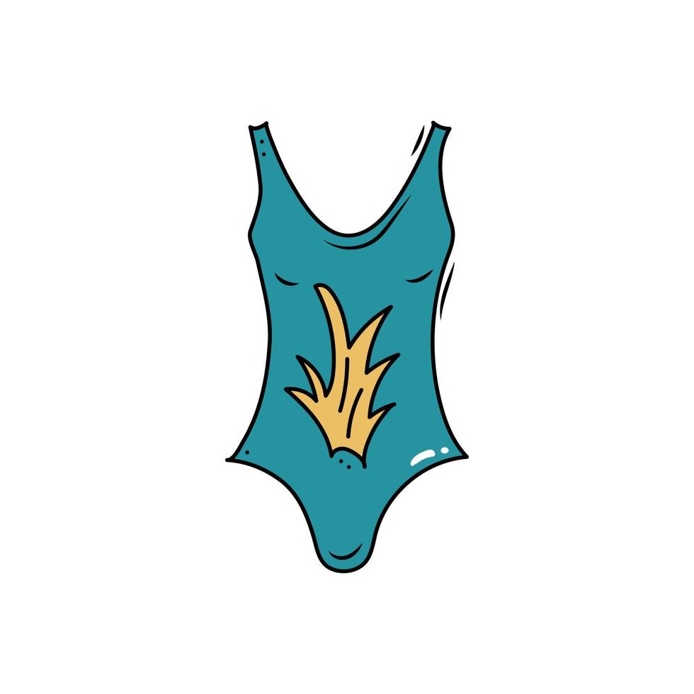 Doodle swimsuit, hand drawn one piece swimsuit. great design for any purposes. Vector illustration.