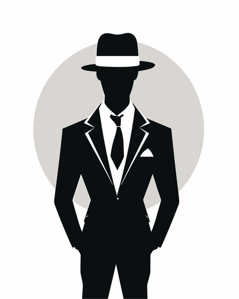 Business man black and white silhouette vector