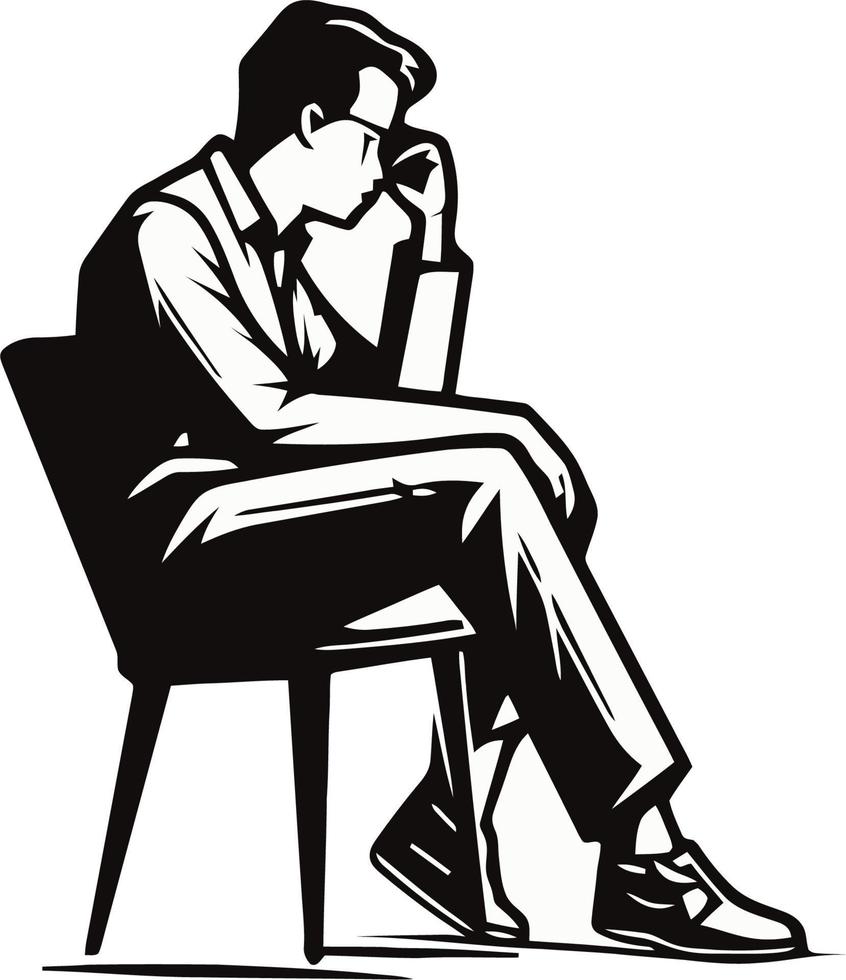 Sitting man crying vector