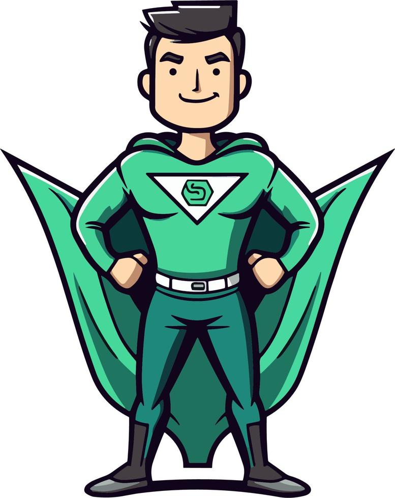 Proud superhero in green vector