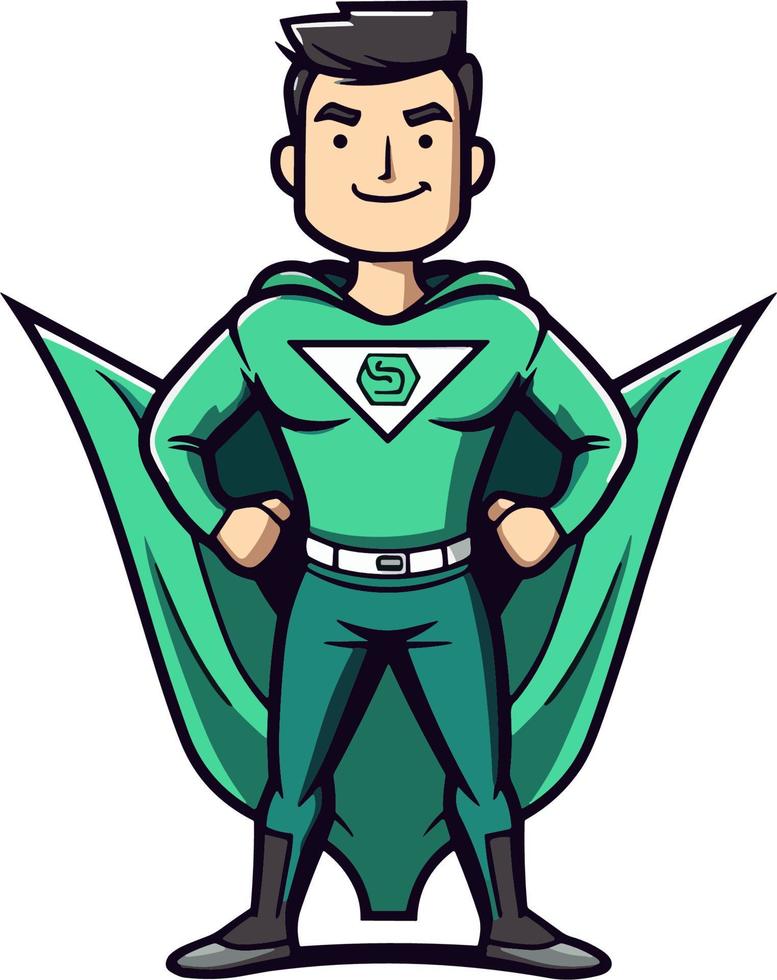 orgulloso superhéroe en verde vector