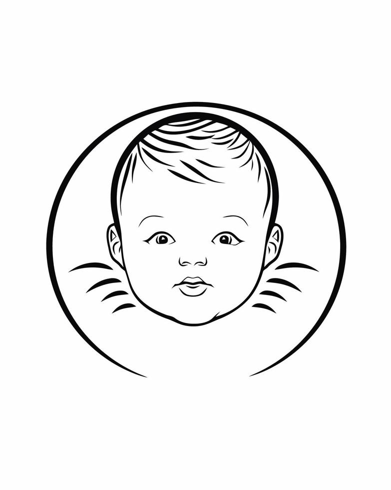 Baby Face Logo Line Art vector