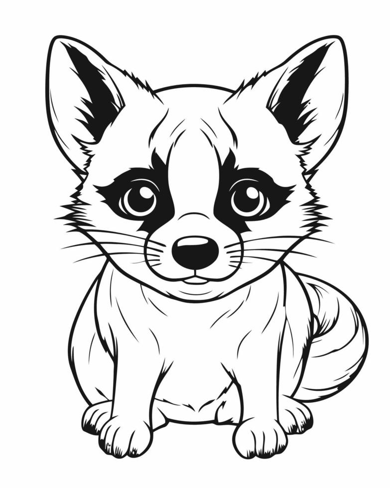 baby raccoon coloring page vector