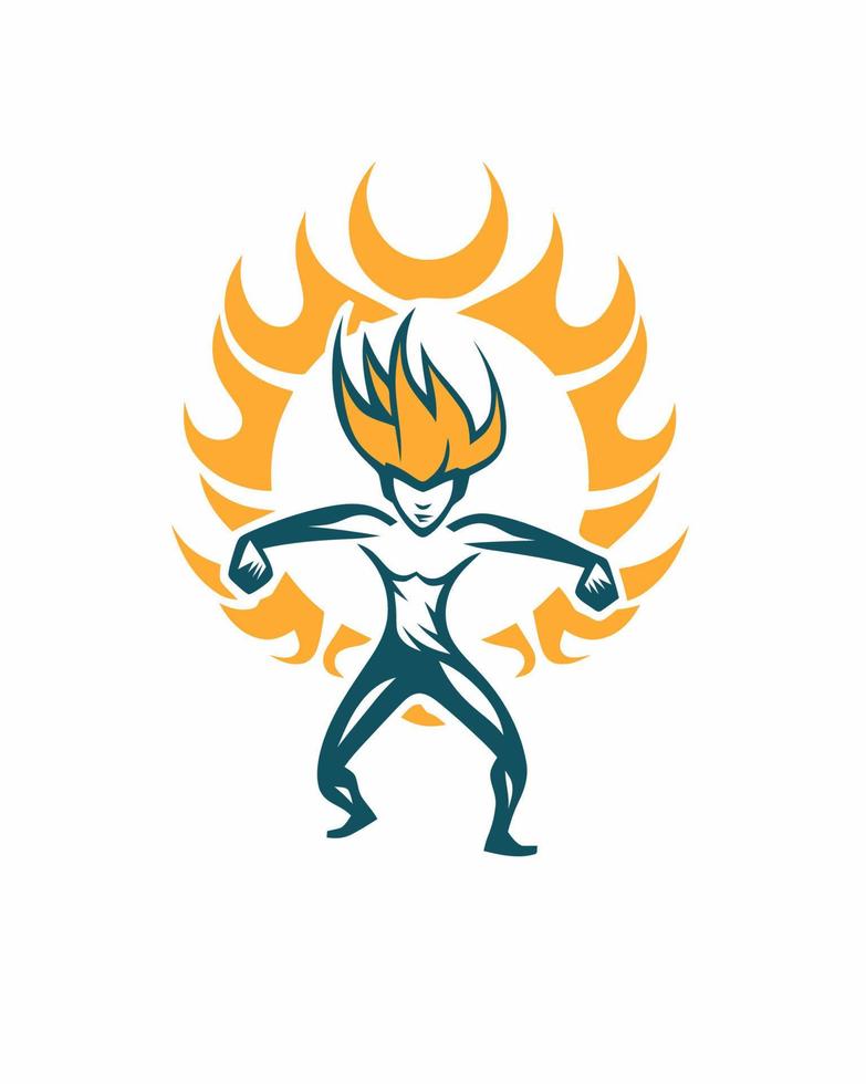 Male superhero with flames vector