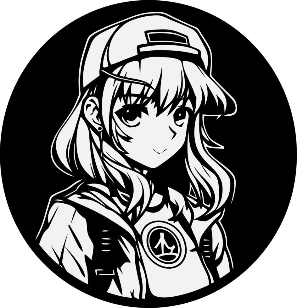 Anime girl portrait logo vector