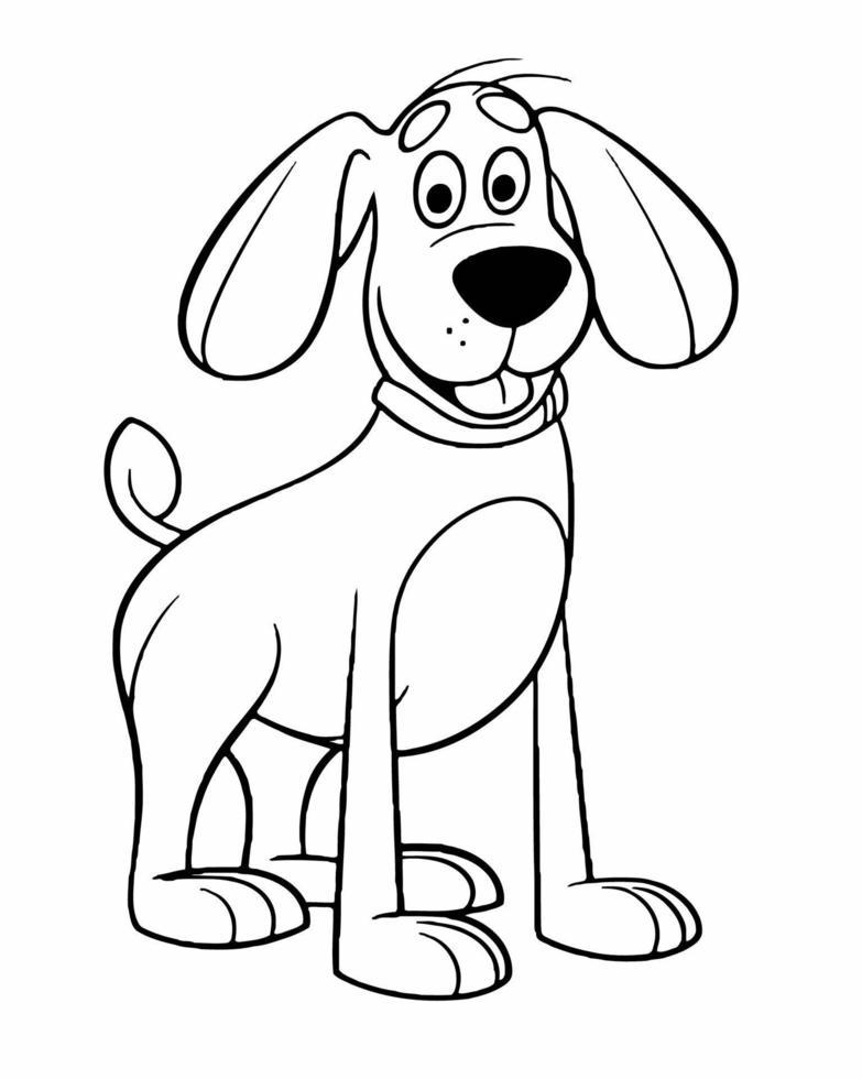 Cute simple dog smiling coloring page vector