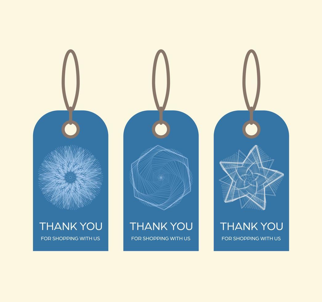 Blue vector clothing labels set. Thank you for shopping.