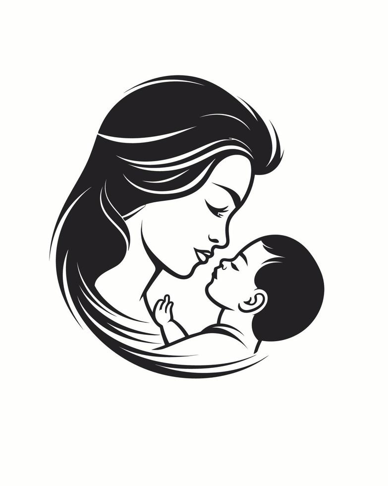 Mother facing her child vector