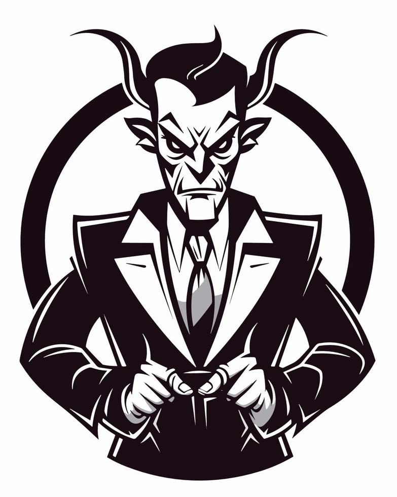 Black and white evil devil vector