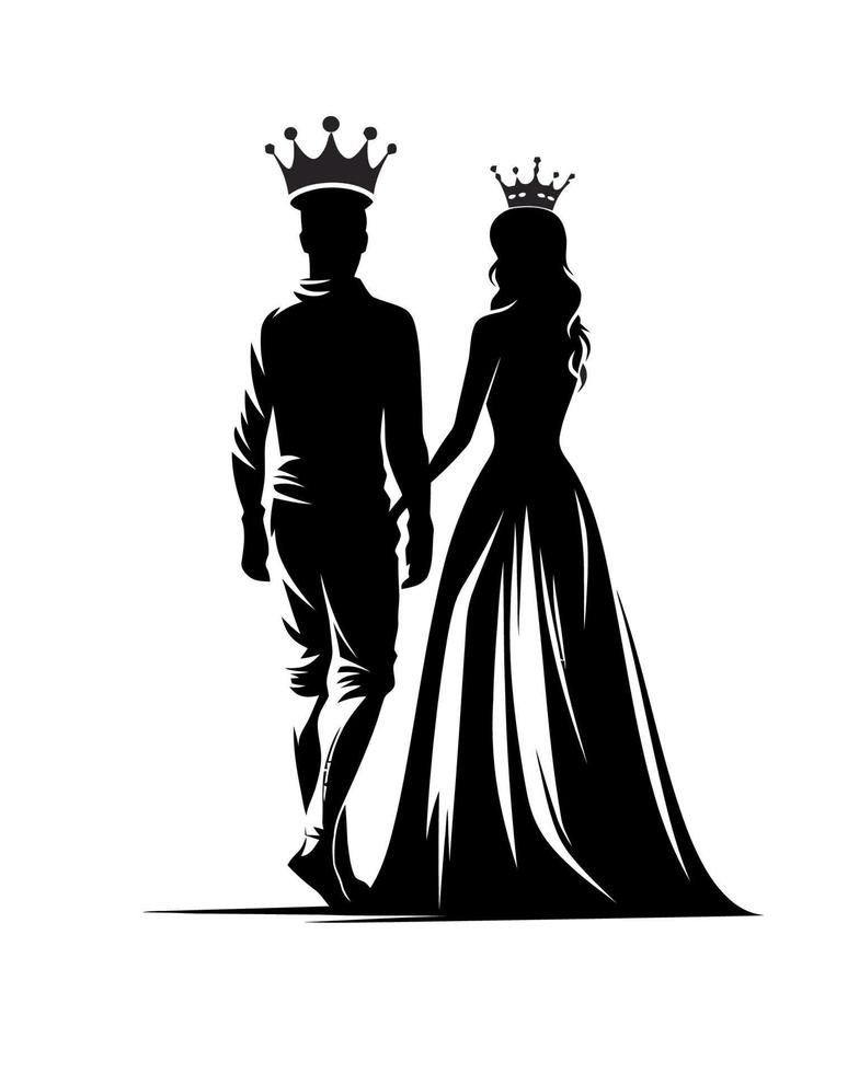 King and queen silhouette vector