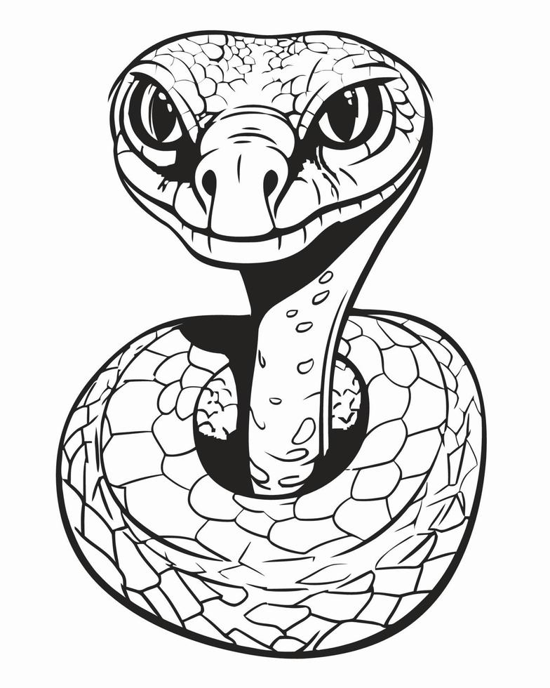 Coiled snake coloring page vector