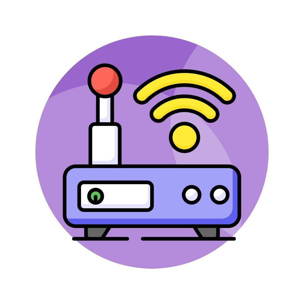 An icon of wifi router shows networking device that enables wireless communication between electronic devices and the internet vector