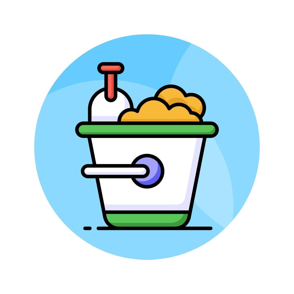 Sand bucket icon represents a small pail used for carrying and playing with sand at the beach or in a sandbox vector