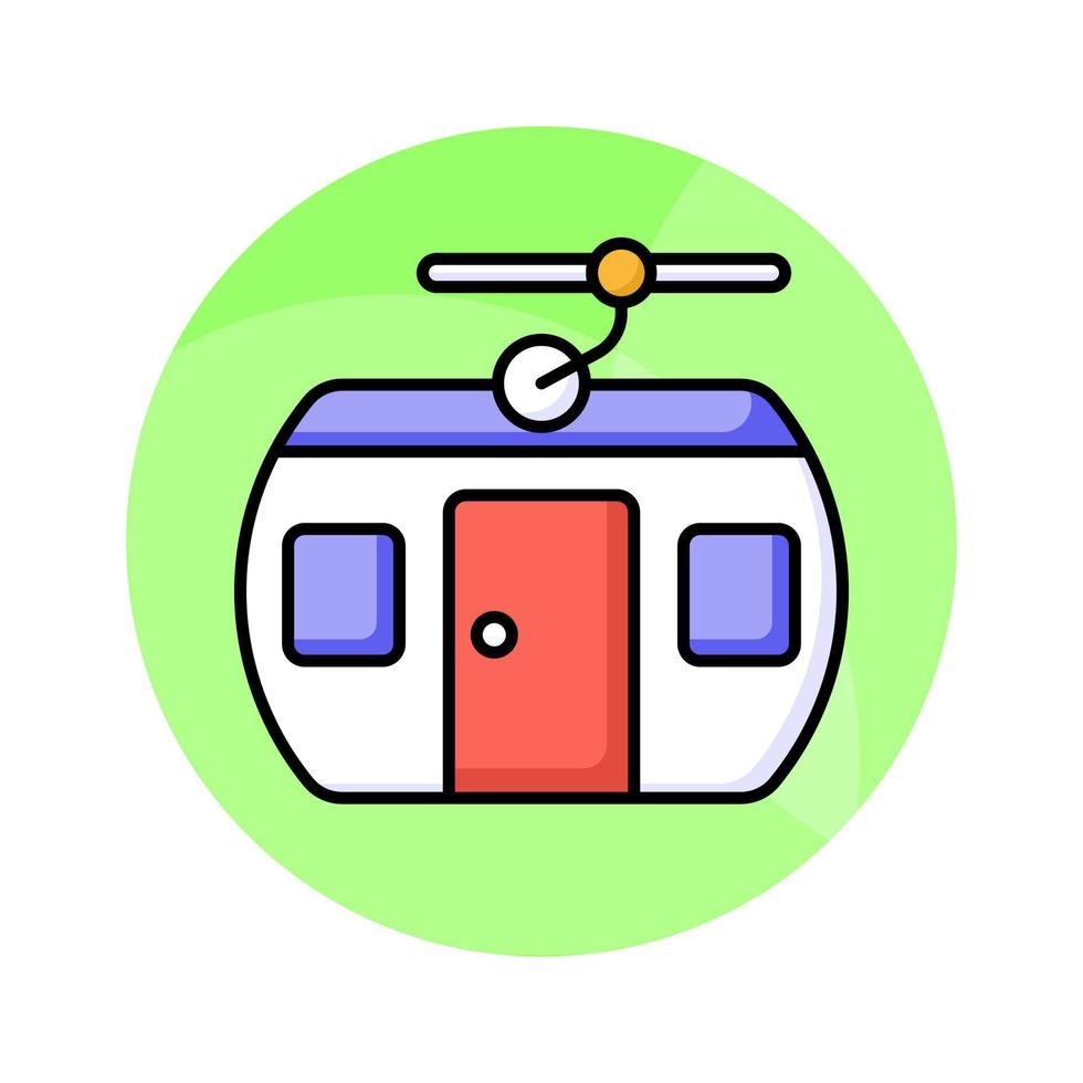 Cable car vector denoting transportation that uses cables to pull tram-like vehicles up and down steep hills or inclines