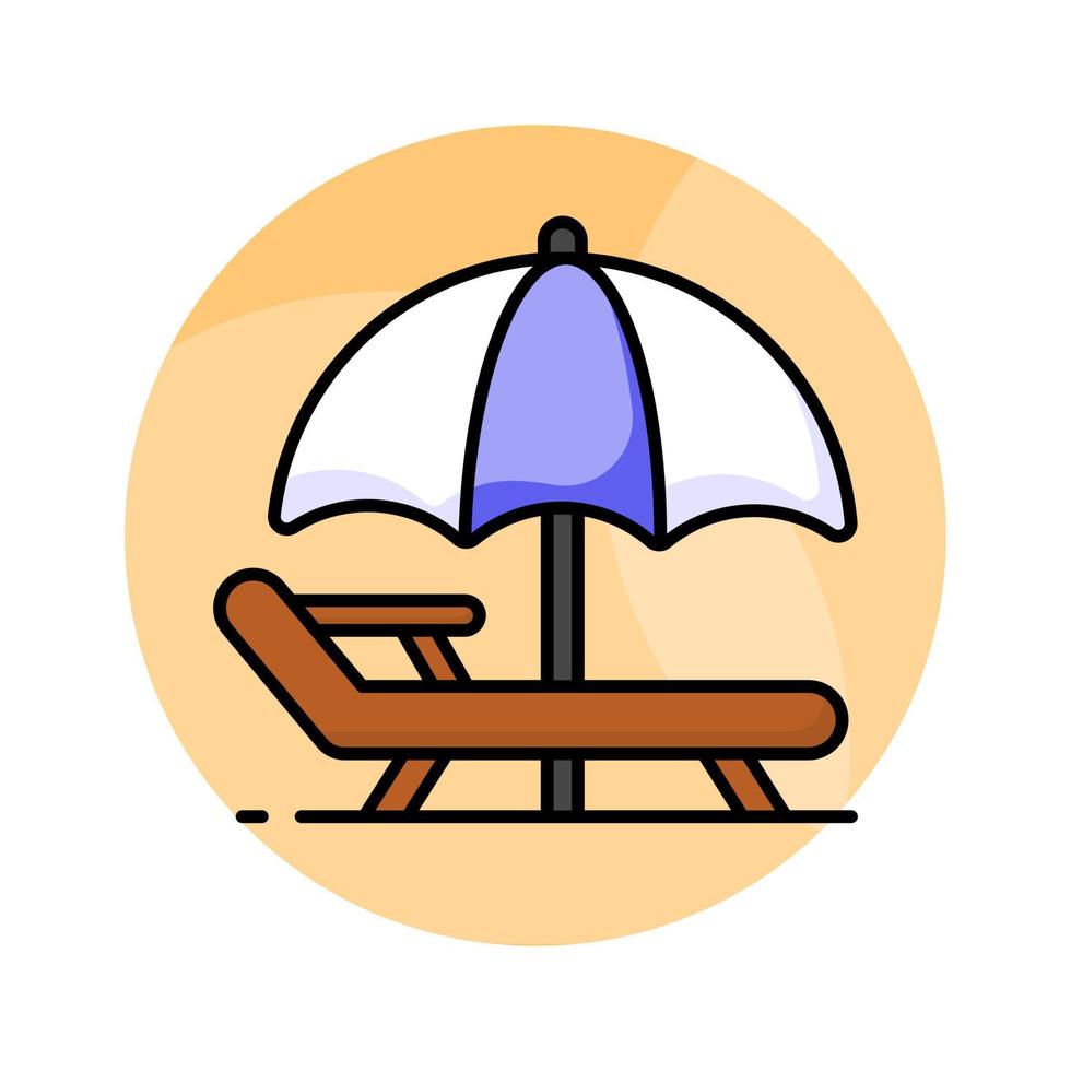 An icon of sunbed represents tanning or relaxation in the sun, premium vector design