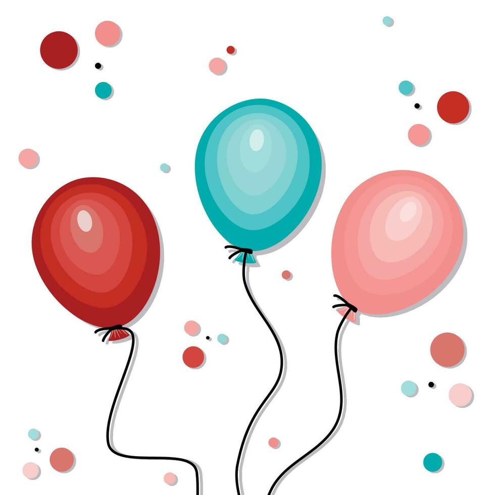 Party balloons and confetti vector illustration card graphic