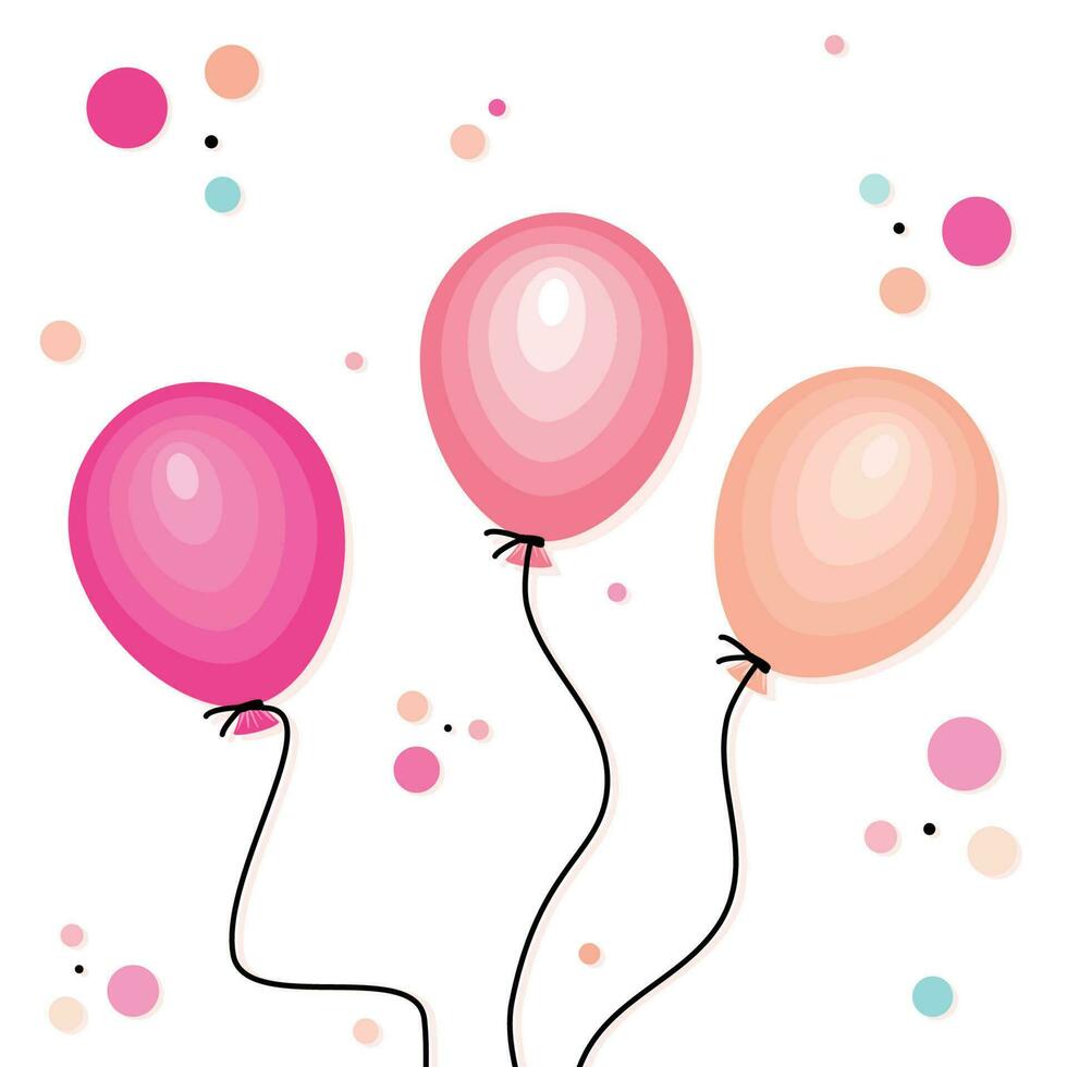 Party balloons and confetti vector illustration card graphic