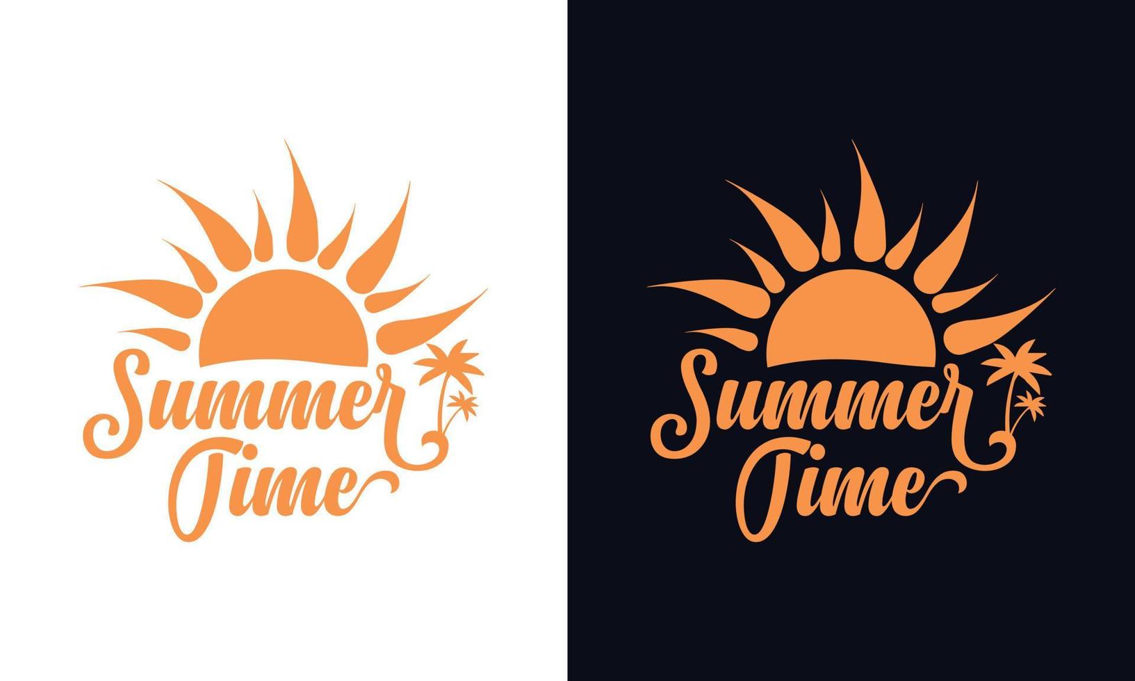 Summer time typographic logo design template. Summer beach logo template. vector