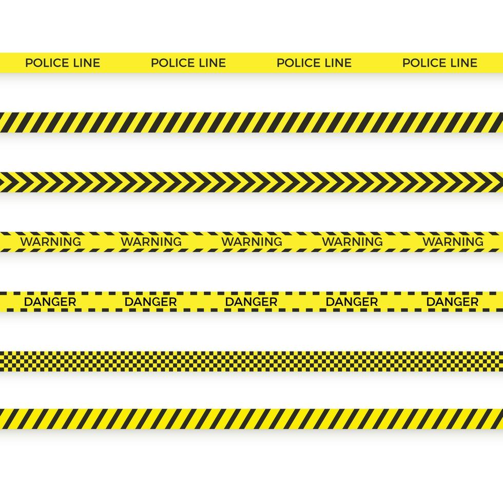 conjunto de policía amarillo cinta. peligro zona con línea barrera. advertencia banda. vector