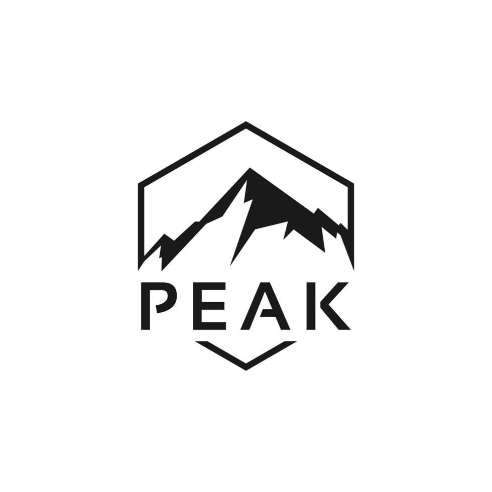 Mountain peak summit logo design. Outdoor hiking adventure icon. Alpine wilderness travel symbol. Suitable for your design need, logo, illustration, animation, etc. vector