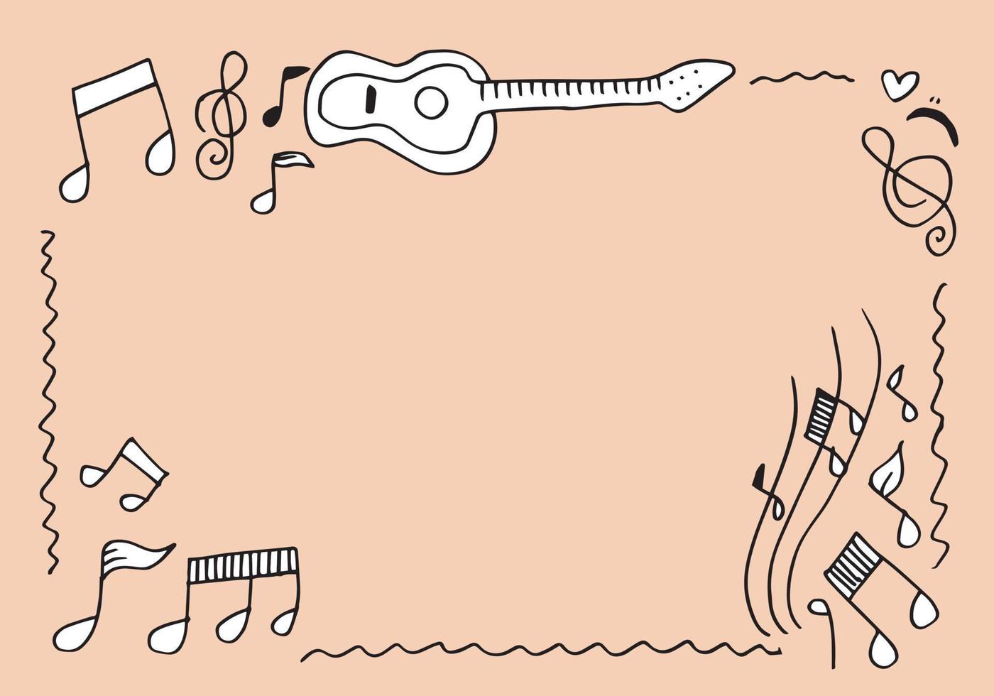 Square frame with doodle style different musical symbols with space for text.vector illustration. vector