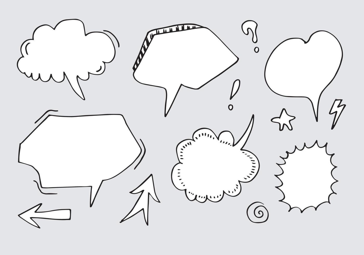 Vector Set of Black Sketch Comics Speech Bubbles.bubble dialog doodle vector line message .vector illustration.