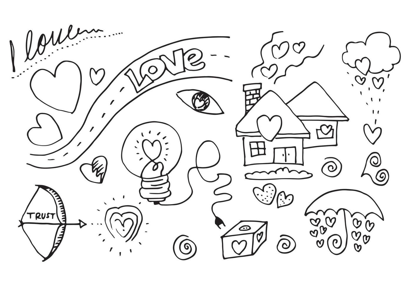 Set of love. Hand drawing. Doodle style. for your design. vector