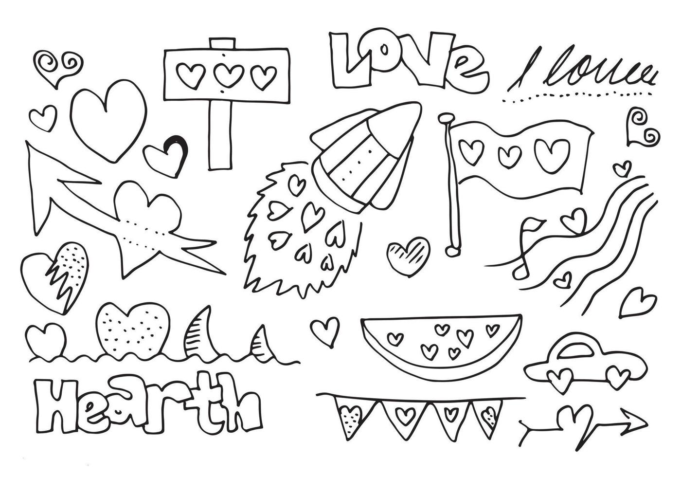 Set of love. Hand drawing. Doodle style. for your design. vector