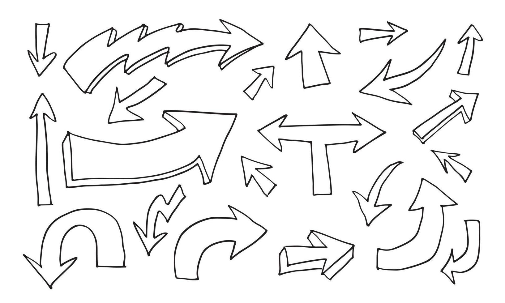 flechas vectoriales dibujadas a mano en blanco background.vector eps vector